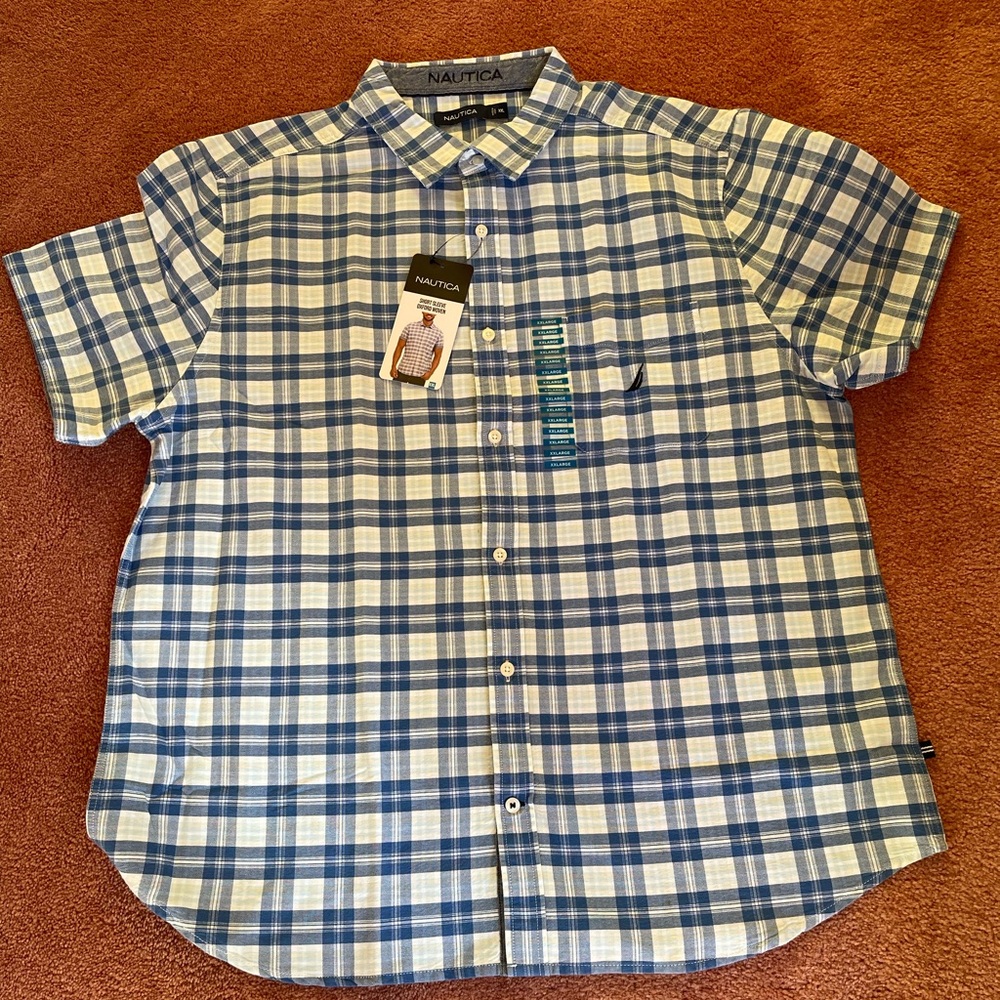 Nautica Men's Casual Blue Checkered Shirt